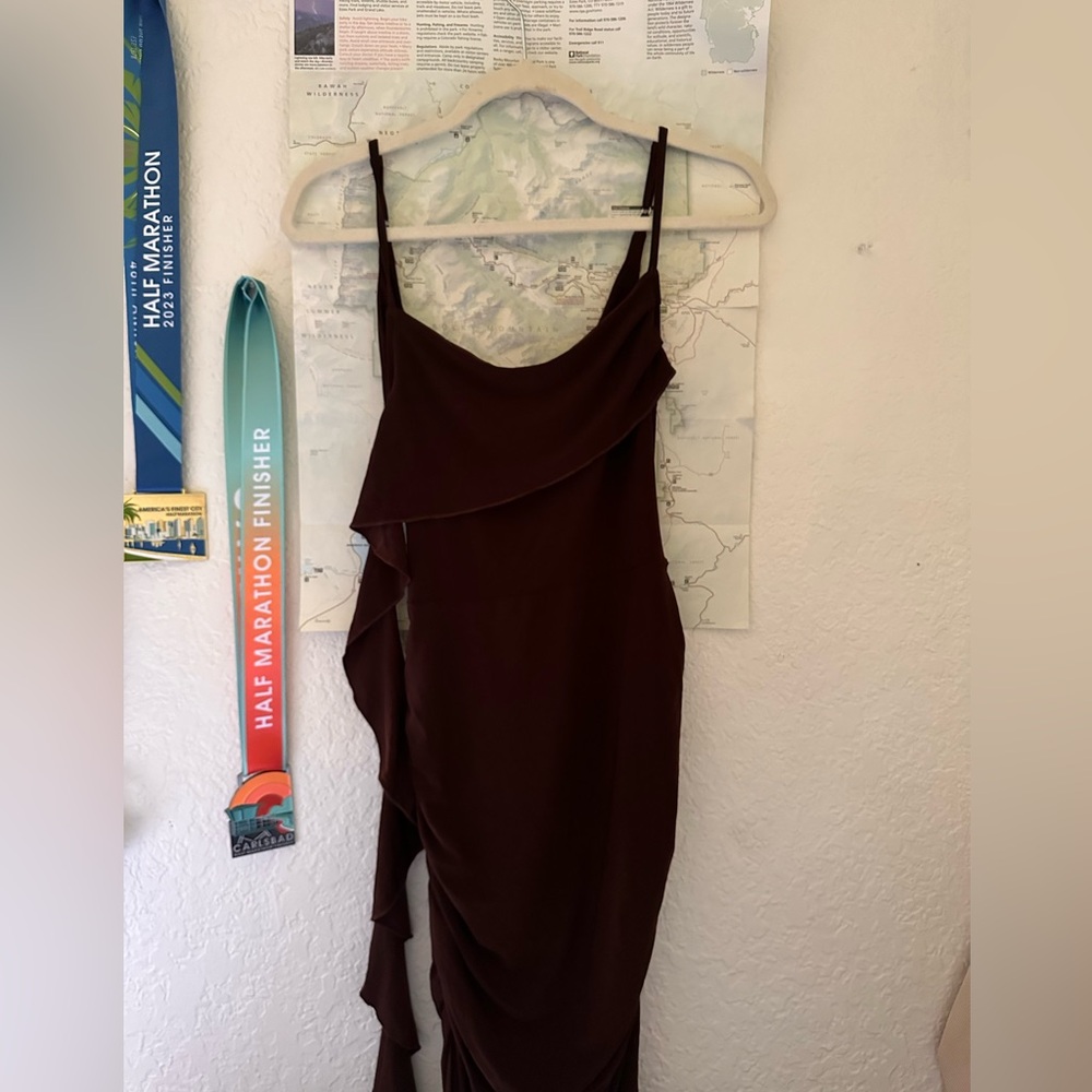 Brown open back dress